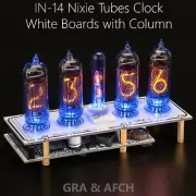 IN-14 Nixie Tubes Clock -Tubes Column Sockets Temp sensor- White Boards 4 TUBES