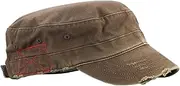 [MCap] Mega Cap Cotton Distressed Washed Cadet Cap (Brown)