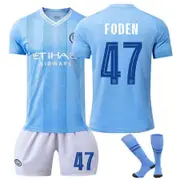 Nevenka Manchester City Home FODEN #47 Soccer Jersey Kids Adult 3Pcs Kits