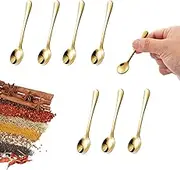 8 Pcs Stainless Steel Tiny Spoons, 3 x 0.6 Inch Cute Spice Mini Spoons, Practical Small Spoon for Spices Jars, Condiments, Salt, Sugar, Honey (Gold)