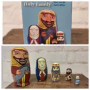 Bits and Pieces - 5pc Nesting Doll Holy Family -The Nativity Family Hand Painted