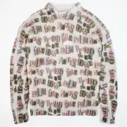 PALM ANGELS F19 RUNWAY RANSOM NOTE Print Knit Sweater Mohair Blend Jumper S-M-L