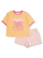 Miss Mango Elasticated Waist Girls 8-16 Short Pyjama Set, Orange, Size 16