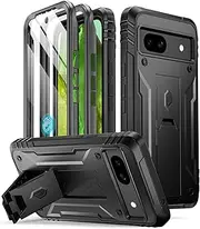 [Poetic] Revolution Case for Google Pixel 8A 5G, [20FT Mil-Grade Drop Tested],Full Body Rugged Shockproof Protective Cover Case with Kickstand, Built-in Screen Protector Work with Fingerprint ID, Black