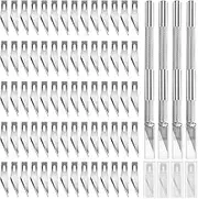 74Pcs Precision Hobby Knife Set Contains 4 Metal Pens Handles and 70Pcs #11 Exacto Knife Refill Blades for Art Cutting Carving, Phone Repair Stencil, Pumpkin Carving, DIY Scrapbooking