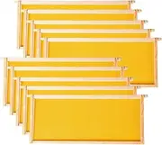 Deep Brood Beehive Frames with Wax Foundation,10 Pack Honey Bee Frames with 100% Beeswax Coated Food Grade Foundation Sheets, 9-1/8-Inch(Yellow)