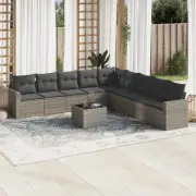 10 Piece Garden Sofa Set Grey Outdoor Furniture Cushions Storage Modular 51437