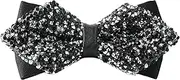 [Man of Men] Rhinestone Diamond Tip Bow Ties - Pre Tied Sequin Bowties with Adjustable Length - Huge Variety Colors Available