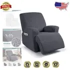Dark Gray Recliner Sofa Cover - Washable Elastic Chair Protector with Pockets