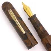 Ranga Ebonite #4C Oversize Fountain Pen - Brown Ripple, JoWo #6 Nibs, C/C (New)