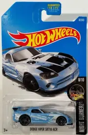 2017 HOT WHEELS DODGE VIPER SRT10 ACR 8/10 NIGHT BURNERZ 47/365 BLUE
