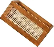 Luxshiny Bamboo Woven Storage Box Handmade Wooden Cube Storage Organizer Bins Decorative Wood Square Basket Wicker Organizer for Home Office