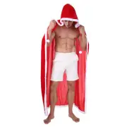 Hooded Cloak Christmas Cosplay Xmas Santa Claus Costume Coat Fluff