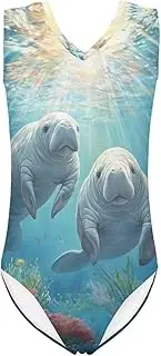 [Xpyiqun] Bathing Suits for Girls 3-14 Kids Summer One Piece Swimwear Beach Sport Sleeveless Swimsuits Athletic