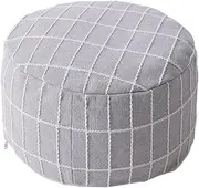 FytStycale Unfilled Pouf Cover Round Storage Solution Handmade Woven Floor Cushion Footstool Ottoman Pouf Cover for Nursery Bedroom, Gray, as described