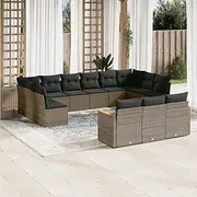 13 Piece Outdoor Furniture Sets with Grey Cushions, Poly Rattan, Patio Set, Outdoor, Garden & Conversation
