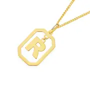 9ct Gold Octagon Floating Initial 'r' Pendant