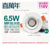 在飛比找PChome24h購物優惠-(2組)喜萬年 LED 6.5W 2700K 黃光 110V