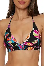 [Trina Turk] Women's Luminary Halter Bikini Top, Floral Print, Adjustable, Tie Back, Swimwear Separates