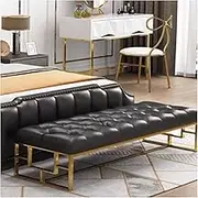 Bed End Bench Faux Leather Ottoman Bench with Soft Padded Entryway Lounges Bench with Metal Leg Comfortable Seating Bench Foot Stools, for Living Room, Entryway, Dining Room Bedroom Bench(Black,120*50