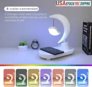 LED Night Light Music Bluetooth Speaker Bedside Lamp Clock Wireless Charging