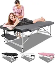 ALFORDSON Portable Massage Table 2 Fold 75cm Wide Foldable Aluminium Beauty SPA Table Treatment Waxing Adjustable Massage Bed Desk (Grey)