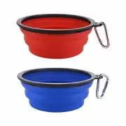Large Collapsible Food & Water Dog Bowls w/ Carabiner Clips (2 bowls)