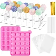 Cake Pop Maker Kit, 21 Hole Clear Acrylic Lollipop Display Stand with 20 Cavi...