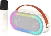 Karaoke Karaoke Speaker with Wirel Microphones Dazzling Color Light Effect for Adults & Home Par White 1 mic
