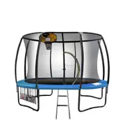 Kahuna 12ft Round Trampoline Safety Net Spring Pad Cover Mat Free Ladder Basketball Set Blue