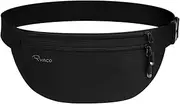 [Ryaco] Money Belt for Men & Women Travel Hidden Wallet Secure RFID Blocking Waterproof Pouch for Passport, Cards, Cash& Phone Adjustable& Wearable Slim Waist Bag Under Clothes, Black, One Size, Money