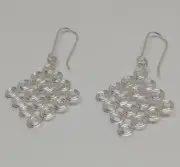 .925 Solid Silver Drop Earrings Artisan Handmade New.