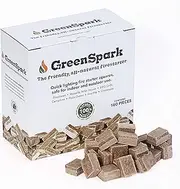 [GreenSpark] Firestarters Square 160 Pcs Natural Fire Starters for Grill, Smoker, Pizza Oven, BBQ, Wooden & Pellet Stove, Fire Pit, Long Burn, Waterproof,All Weather, Safe for Indoor/Outdoor Use