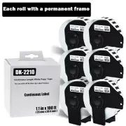 6 Roll DK-2210 Labels Compatible For Brother QL-580N w/6 Premium Permanent Core