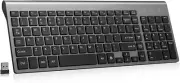 Wireless 2.4G Full-Size Slim Compact Keyboard with 12 Hotkeys Silent Portable