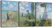 OKEXCKK Woman with a Parasol by Claude Monet Canvas Wall Art, Oil Painting Impressionism Classic Artwork Pictures for Home Decor - 12"x16"