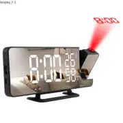 LED Digital Mirror Projection Alarm Clock Home FM Radio Thermometer Hygrometer
