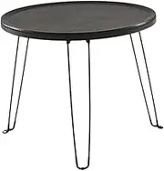 B Baosity Folded Round Table Camping Table,Portable Folding Round Desk Tatami Side Desk for Camping Picnic Outdoor Sports, Backyard, Black