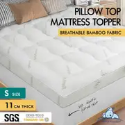 STARRY EUCALYPT Pillowtop Mattress Topper Bamboo Fibre Underlay Pad 11cm Single