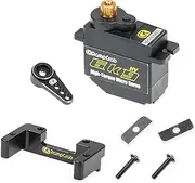 RampCrab 6kg Steering Servo with Mount Bracket and Servo Horn for FMS FCX24, Upgrade Parts for RC Crawler 1/24 Scale FCX24 Power Wagon Butcher & Max Smasher Big Foot, K5 (Black Horn)