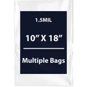 1.5Mil 10" X 18" | LDPE Clear Flat Poly Bags, Flexible & Durable | Multiple Bags