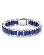 Lagos Men's Stainless Steel Anthem Ultramarine Ceramic Caviar Bead Bracelet - Exclusive