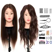 Manikin Training Doll Head with Table Clamp Braiding Set 50% Real Hair Neverland