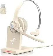 Bluetooth Headset - Wireless Headset with Noise Cancelling Microphone, V5.2 Computer Headphones with USB Dongle, Charging Base & Mic Mute for Work/Call Center/PC/Laptop/Online Class/Zoom