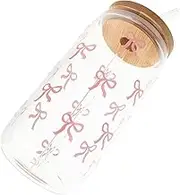 MOLUCKFU Generous Size Coffee Cup Glass Straw Cup Lid for Iced Drink Travel Mug for Coffee Lovers