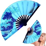 [Generic] Dance Fans,Glowing Kung Fu Tai Chi Chinese Craft Fan - Stage Performance Show Fluorescent Props Multi-Color Wedding Home Decoration For Men Women