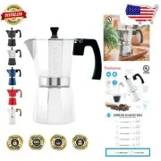 Safety-Focused Milano Stovetop Espresso Maker - 9-Cup Moka Pot with Milk Frother