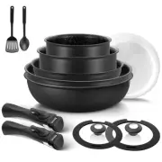 Induction Cookware Set 13 Pieces, Pots and Pans Set Non-Stick with Removable ...