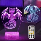 Dragon Lamp Dragon Night Light for Kids Room 3D Illusion Lamp (2 Patterns) 7 Ct