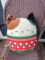 Squishmallow Cam 14” in Christmas Holiday Ugly Sweater Cat Kitty Calico 2022 New